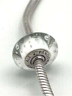 Pandora Effervescence Clear Glass Droplet Charm Bead Sterling Silver Retired